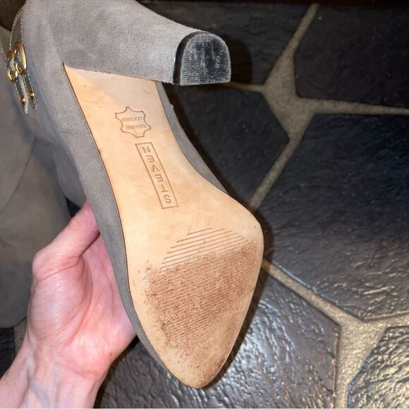 Steven by Steve Madden Ellusion Gray Suede Leather Pointed Toe Heeled Bootie 8.5 - Picture 7 of 9